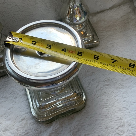 Mercury glass Antiqued Mirror Chunky Candleholder set of 3 glam shabby chic - Picture 8 of 14